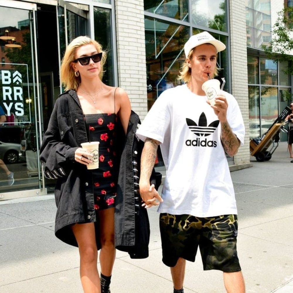 Hailey-Baldwin-Black-Floral-Dress-Justin-Bieber