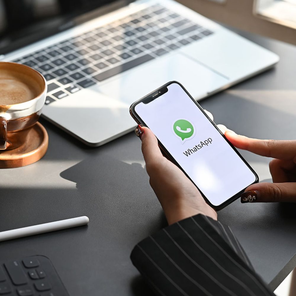 CHIANGMAI. Thailand. January 30, 2020. A women holding New iPhone 11 Pro Max with smartphone in her hands and open whatsapp conversation on the screen chatting technology.